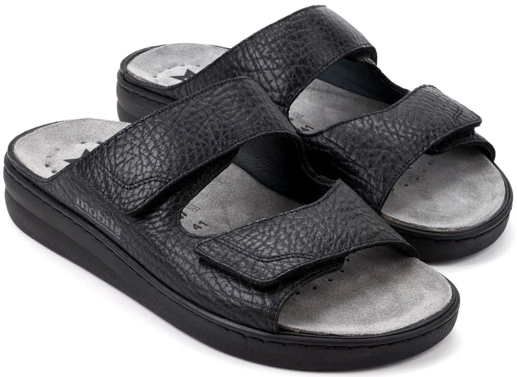 'James' men's ergonomic wide fit (H) strap sandal - Black