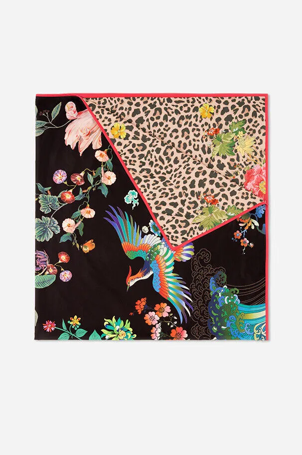 Johnny Was Black Dreamer Favorite Long V Swing Tee Special Shirt Floral Top NEW