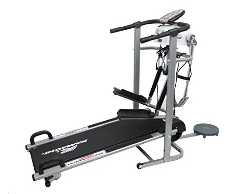 KAMACHI 6 in 1 Home use Manual Treadmill with Electric Vibrator, Twister, Stepper, Pushup Bar, 3 Level Manual Incline & Multifunction Treadmill for Home