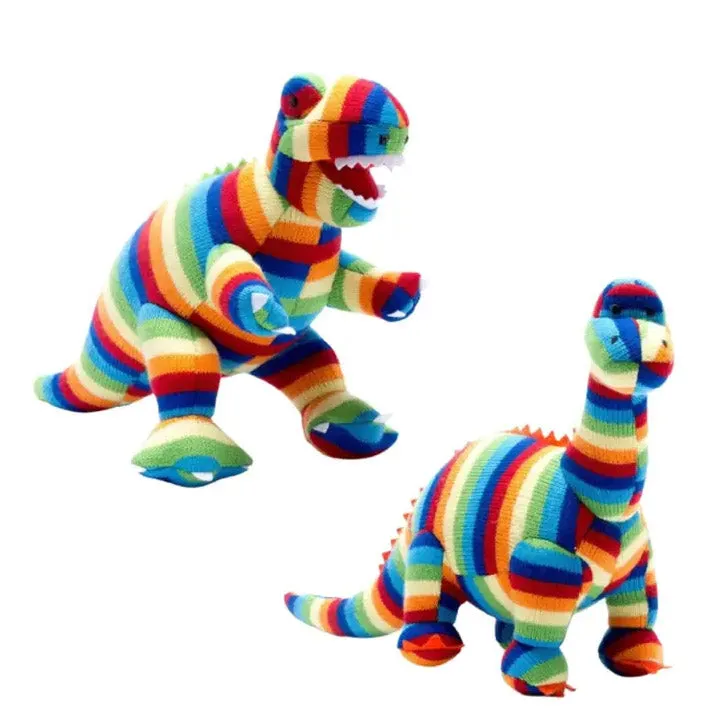 Knitted Stripe Diplodocus Dinosaur Plush Toy