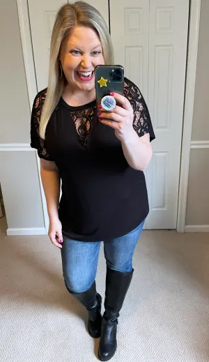 Lace-Sleeved Top in Black