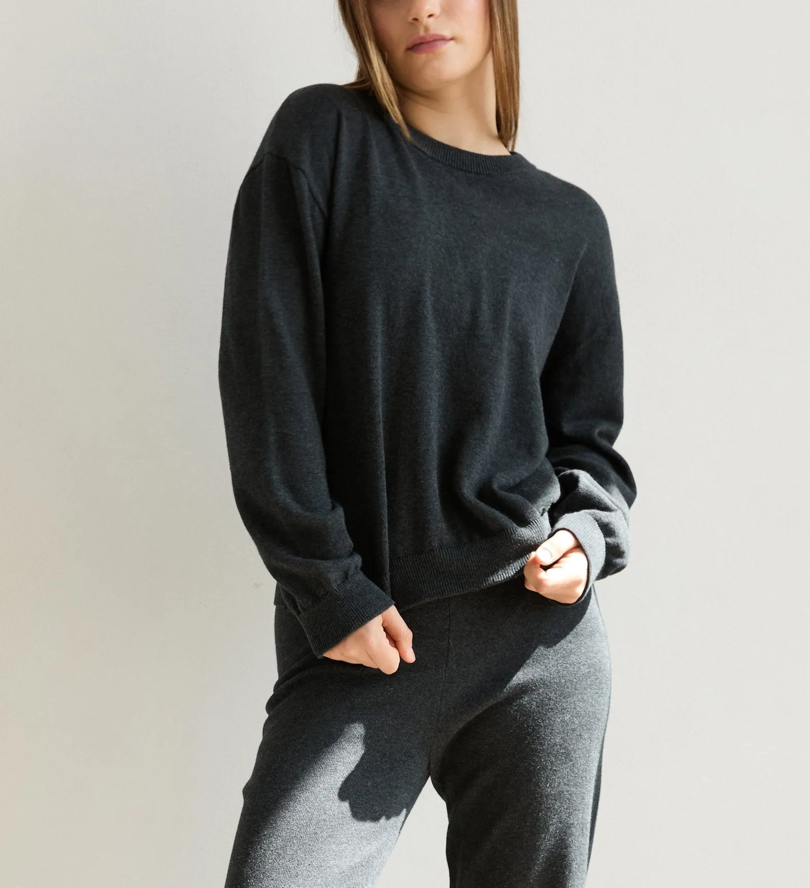 Lazy Day Knit Long Sleeve Crewneck Sweater (Assorted Colors)
