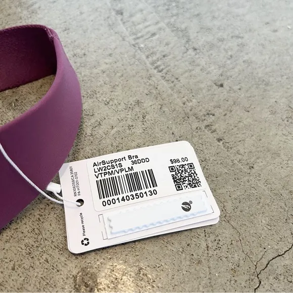 lululemon NWT AirSupport Bra in Vintage Plum/Vivid Plum 36DDD