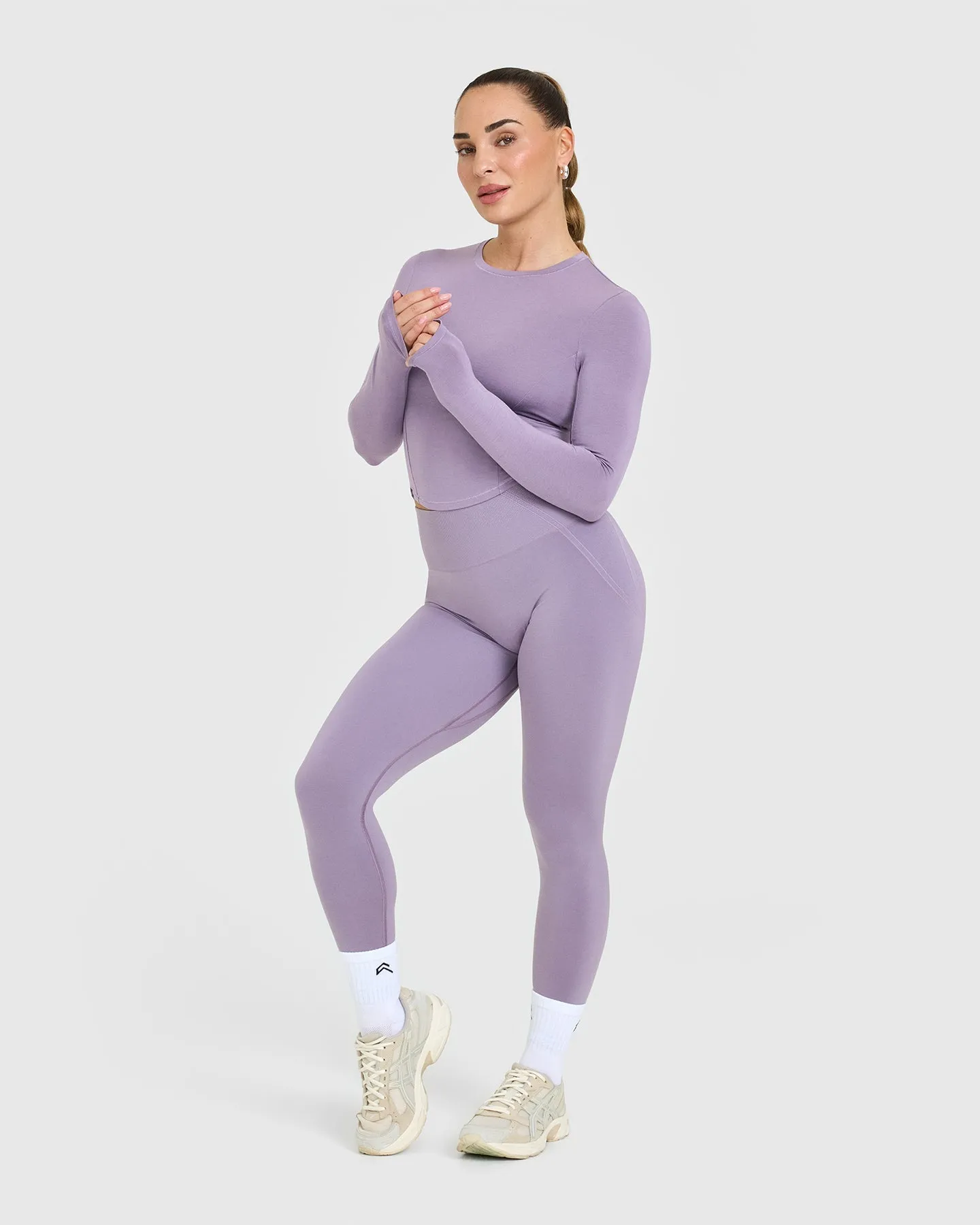 Mellow Soft Mid Long Sleeve Top | Soft Purple