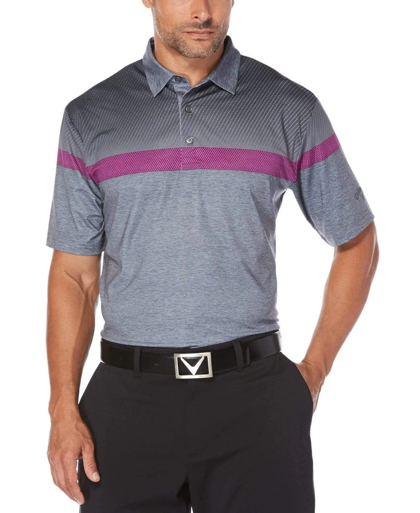 Mens Opti-Dri Heathered Color Block Polo