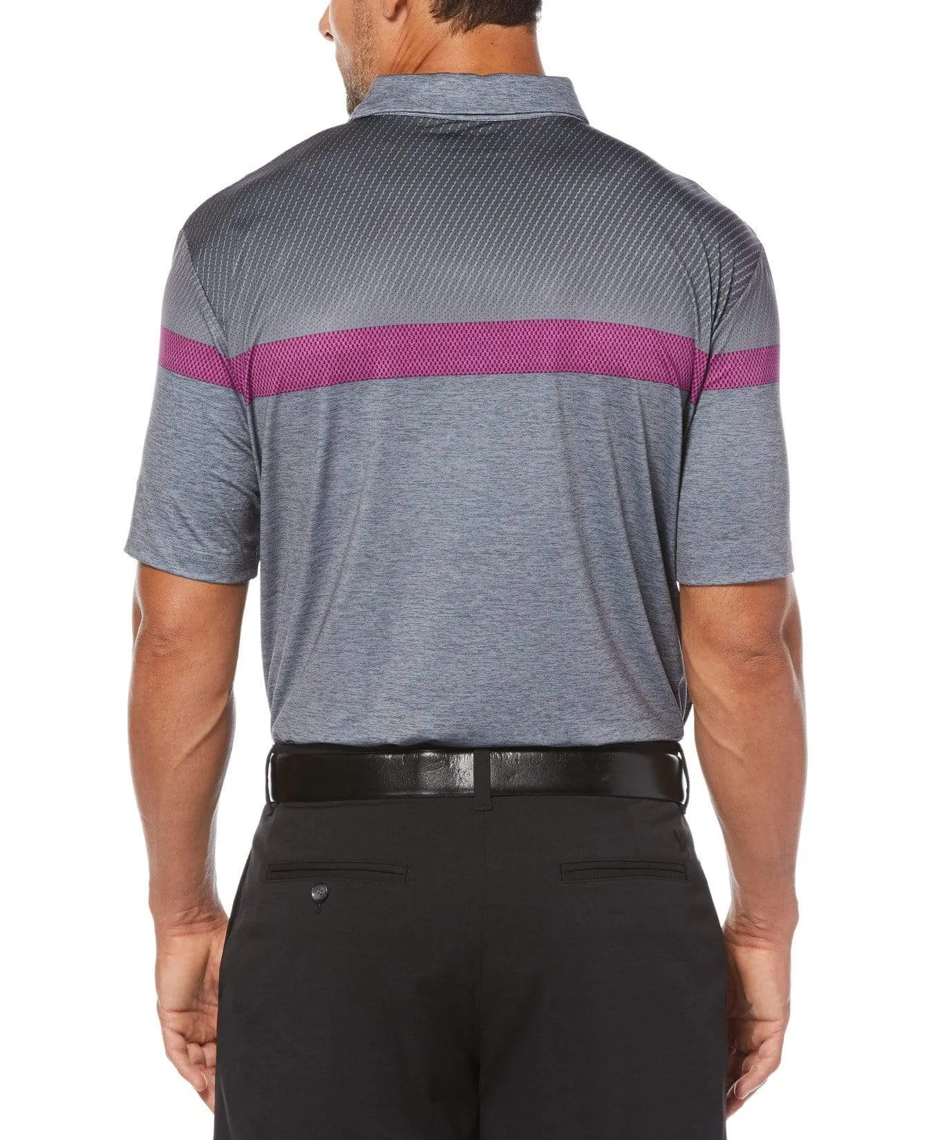 Mens Opti-Dri Heathered Color Block Polo