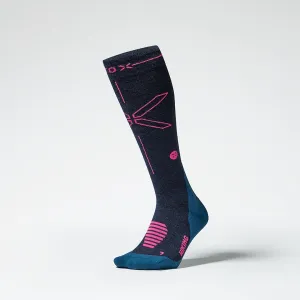 Merino Hiking Socks Women | Dark Blue / Pink