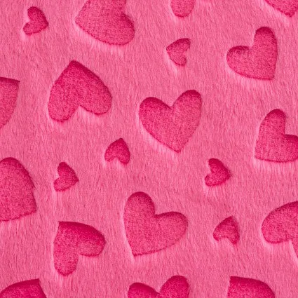 Minky Cuddle Embossed Heart Fuchsia Fabric BTY