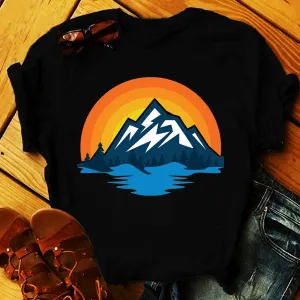 Mountain Trees Lake | Retro Sunset T-Shirts, Cabin Vibes & Good Times - Cabin Shirt, Cabin Life, Cabin Shirts, Cabin Gift, Cabin Tee