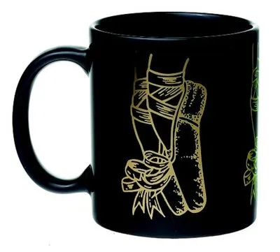 MUG BALLET SLIPPERS BLACK AND GOLD (O/P)