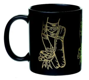 MUG BALLET SLIPPERS BLACK AND GOLD (O/P)