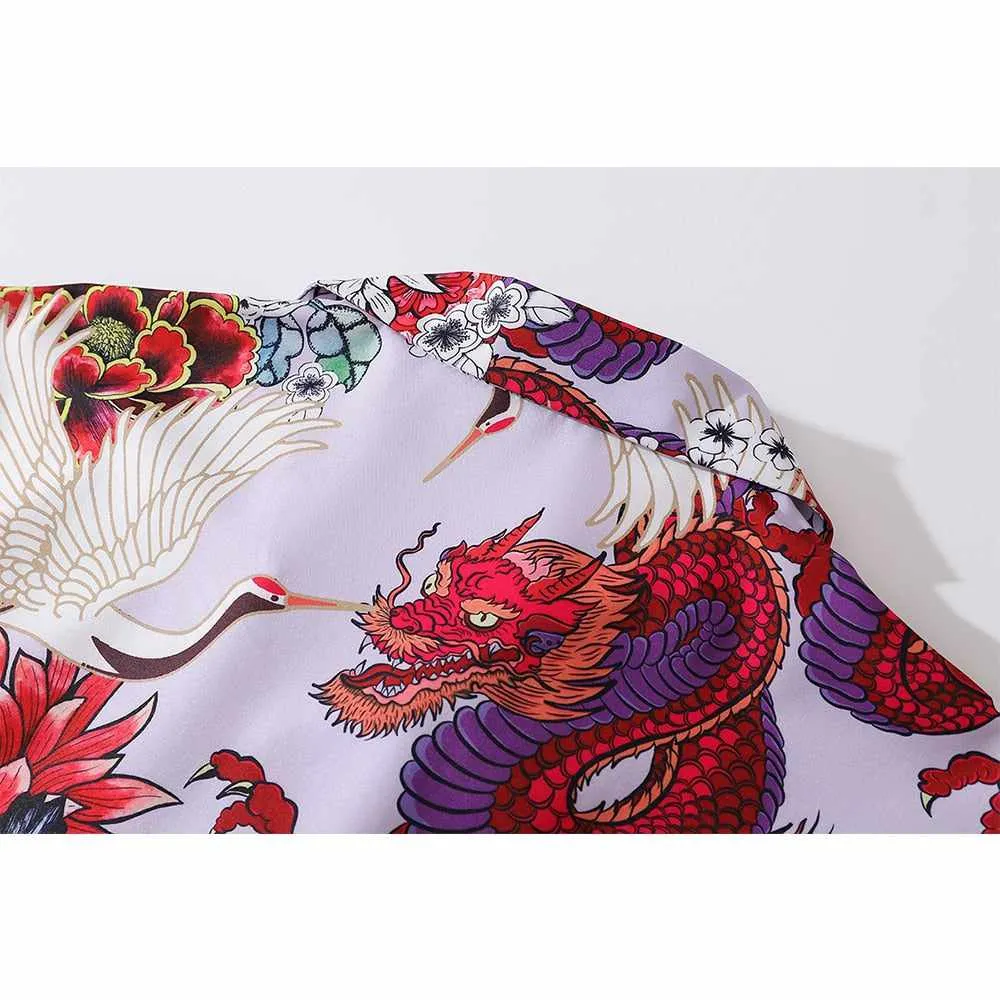Neo Brawler Firecracker Dragons and Cranes Hawaiian Beach Shirt