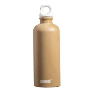 New Sigg Traveller 600ml Brushed Aluminium Water Bottle, Switzerland made! Leak Proof, Screw top lid! Brown