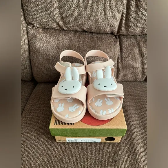 NWT MINI MELISSA Jump Miffy Little Bunnies Toddler Sandals Size 10T Unisex