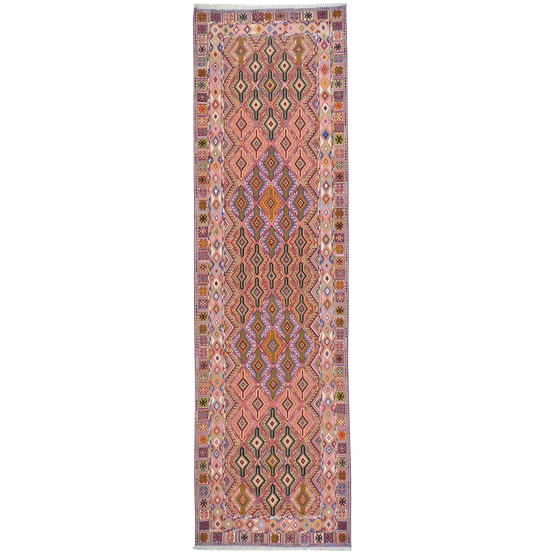 Oriental Multiple Weave Dazangi Tribal Design Handmade Wool Sumak Rug (Size 2.10 X 9.9) Cwral-8259