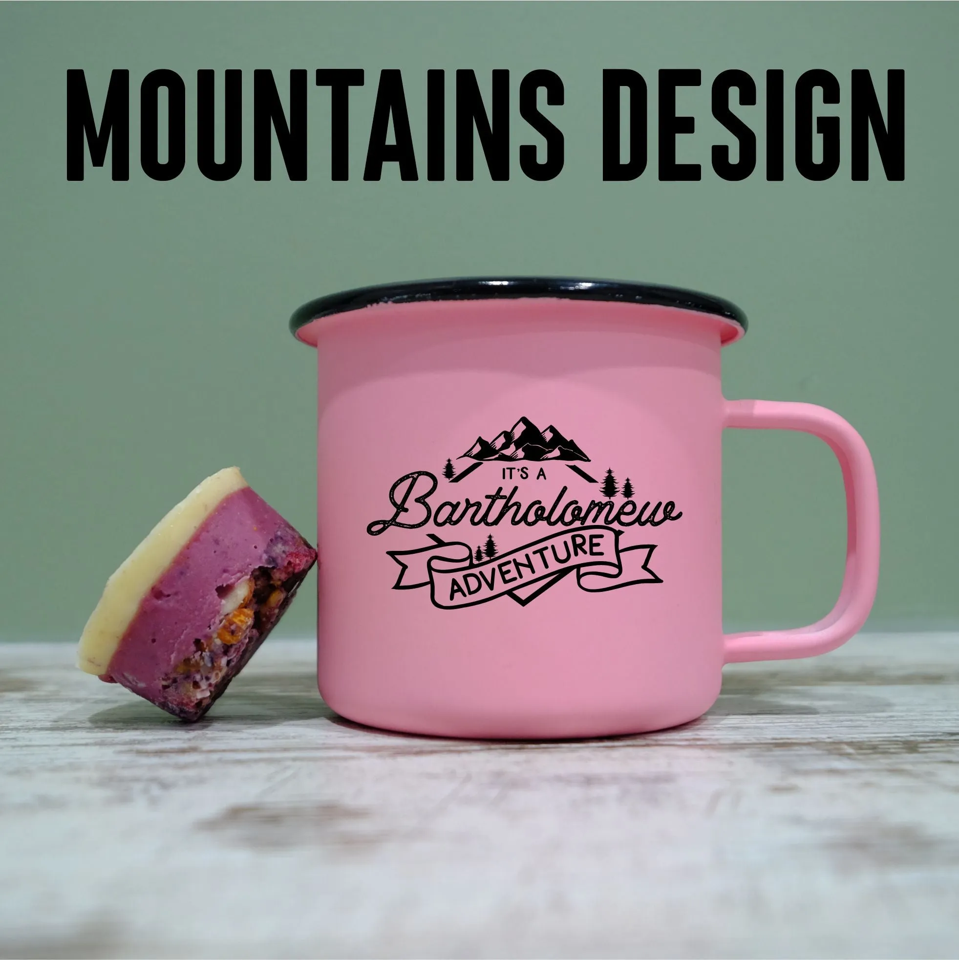 Pastel Matt Enamel Mug 360ml - Adventure Camping personalised