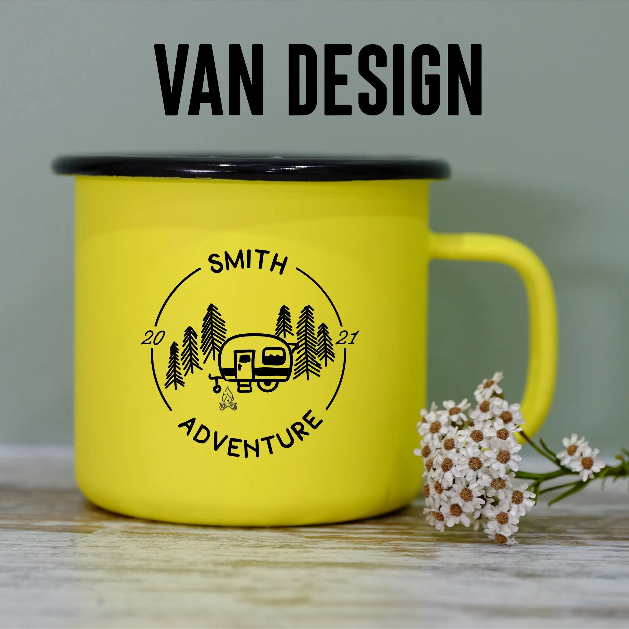 Pastel Matt Enamel Mug 360ml - Adventure Camping personalised