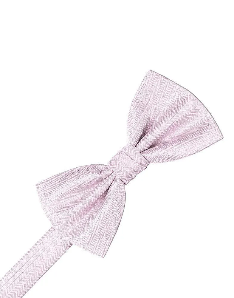 Pink Herringbone Kids Bow Tie