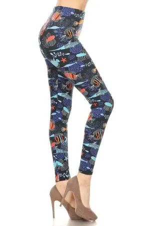 Plus Size Under the Sea Print Leggings