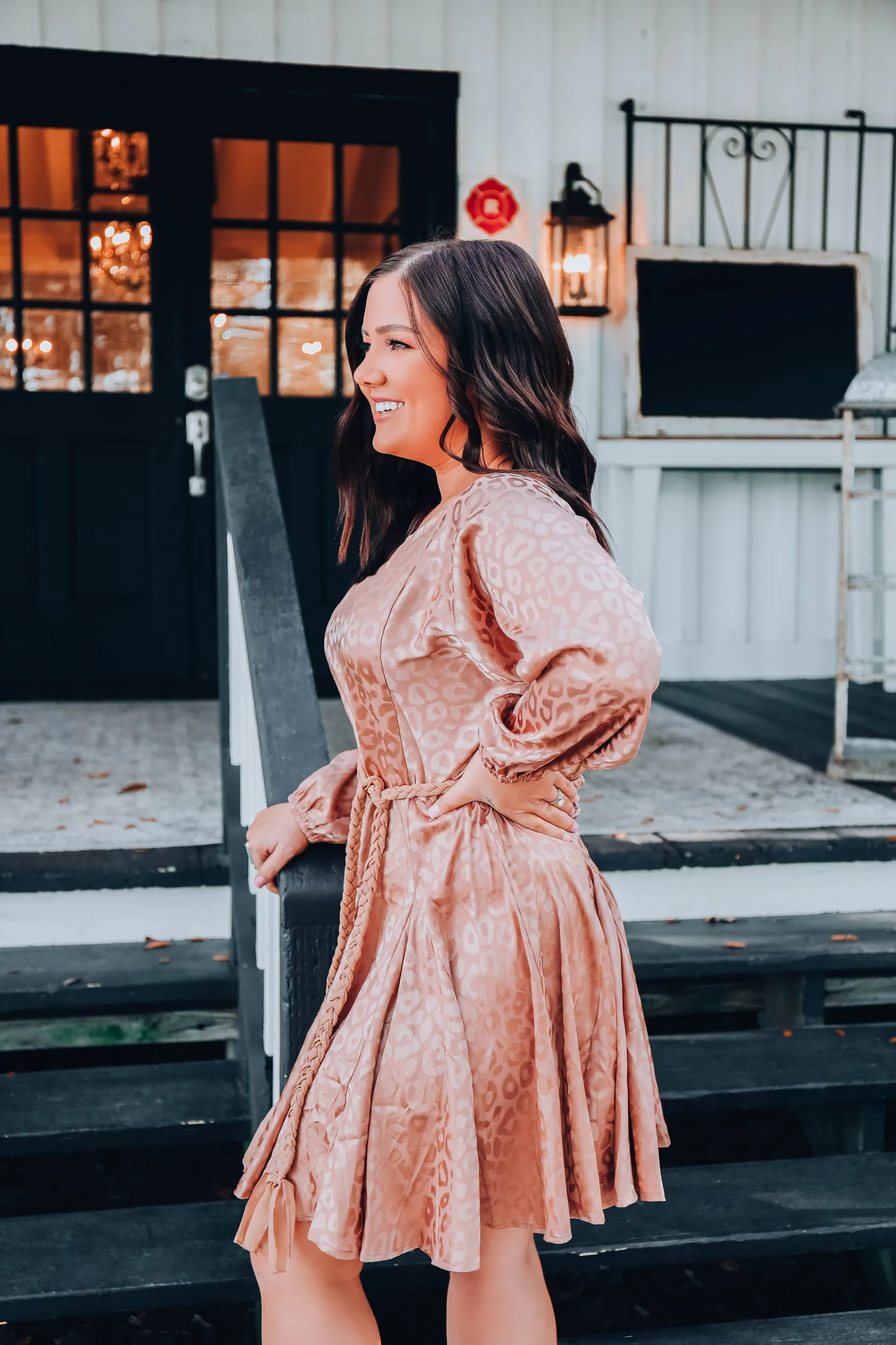 Posh Leopard Dress - Mocha S-3X