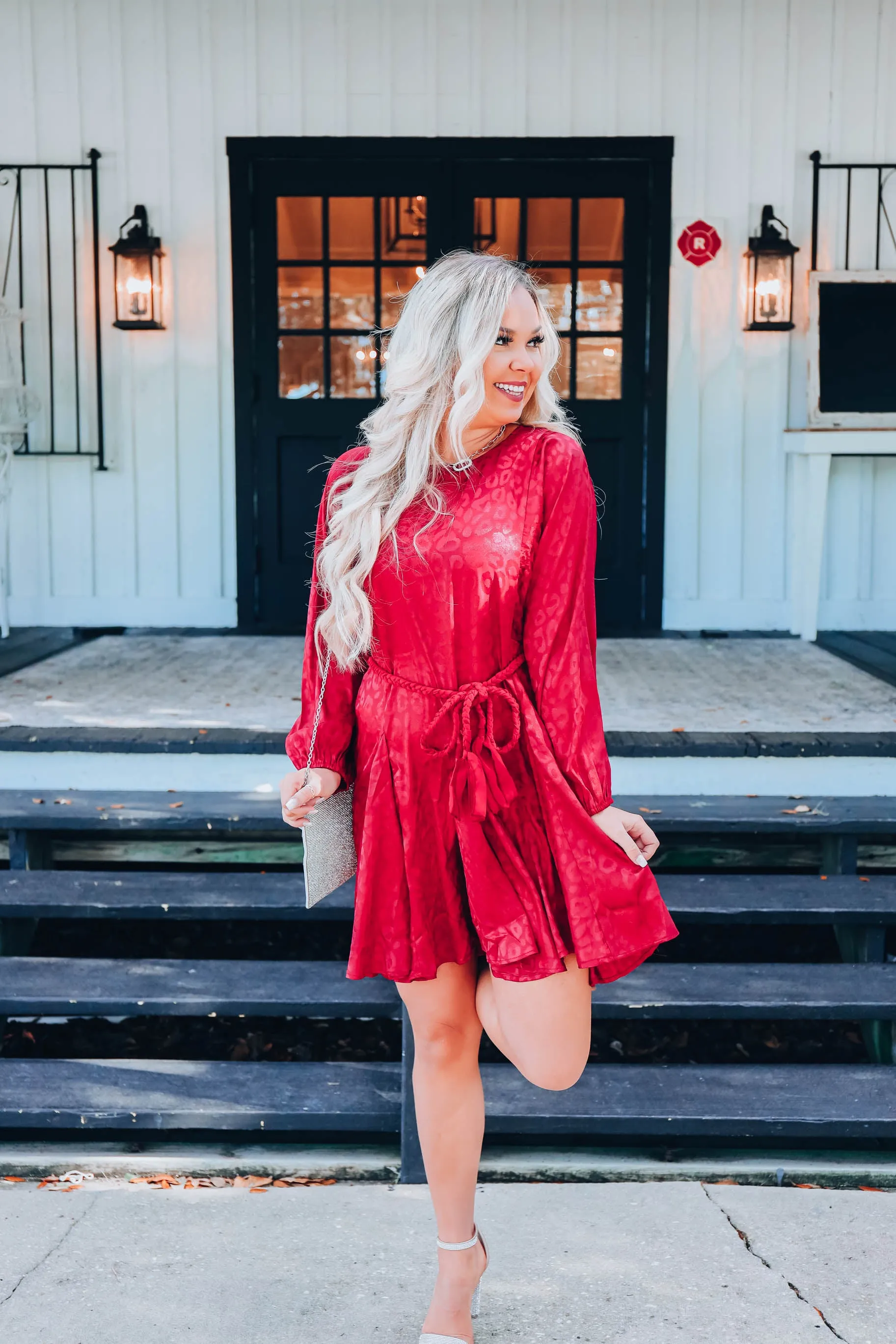 Posh Leopard Dress - Red S-3X