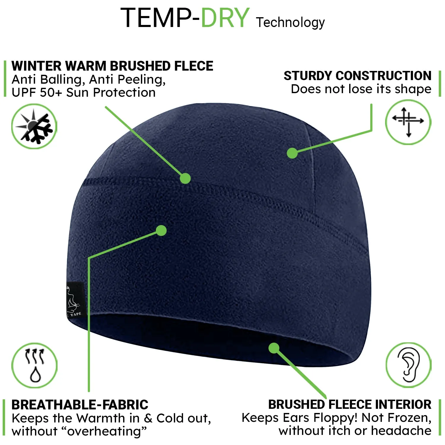 Premium Brushed Fleece Watch Cap Warm Beanie