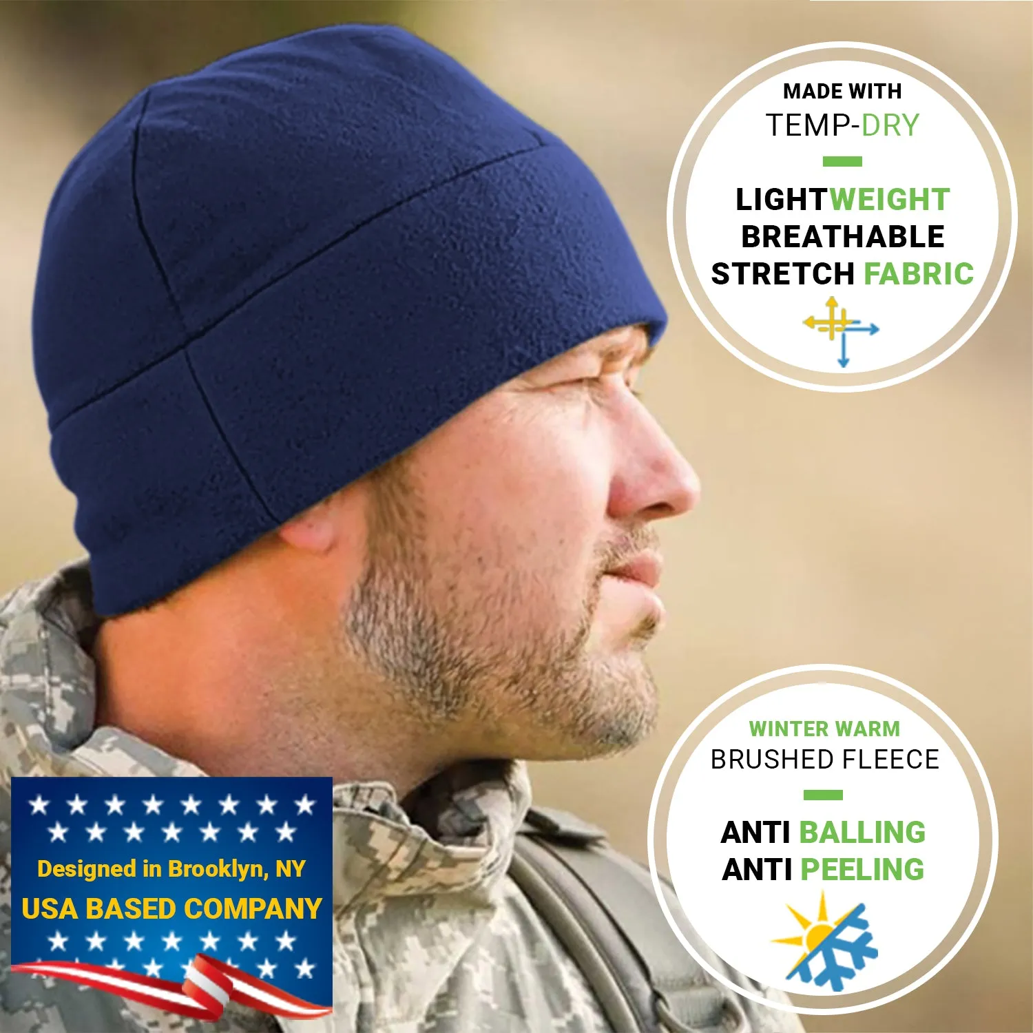 Premium Brushed Fleece Watch Cap Warm Beanie