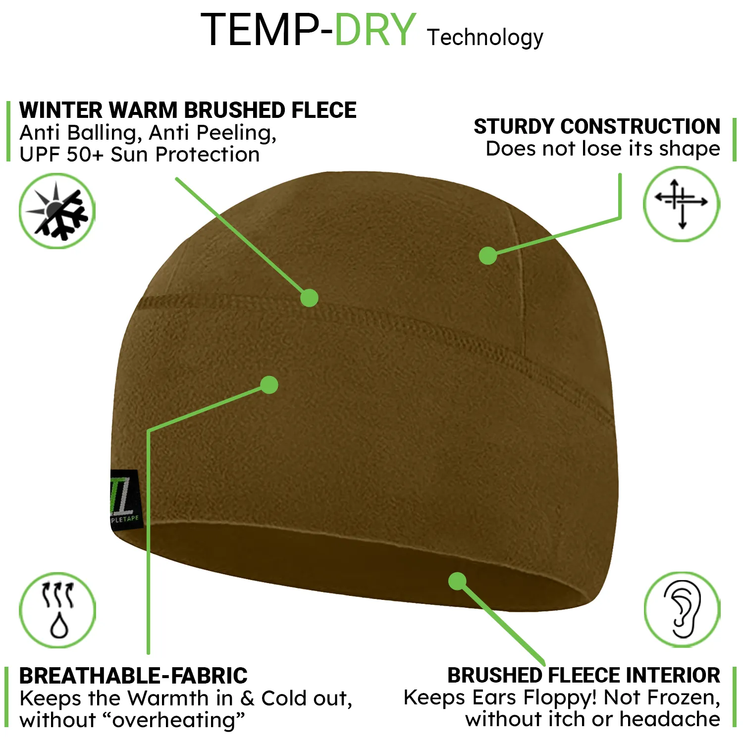 Premium Brushed Fleece Watch Cap Warm Beanie