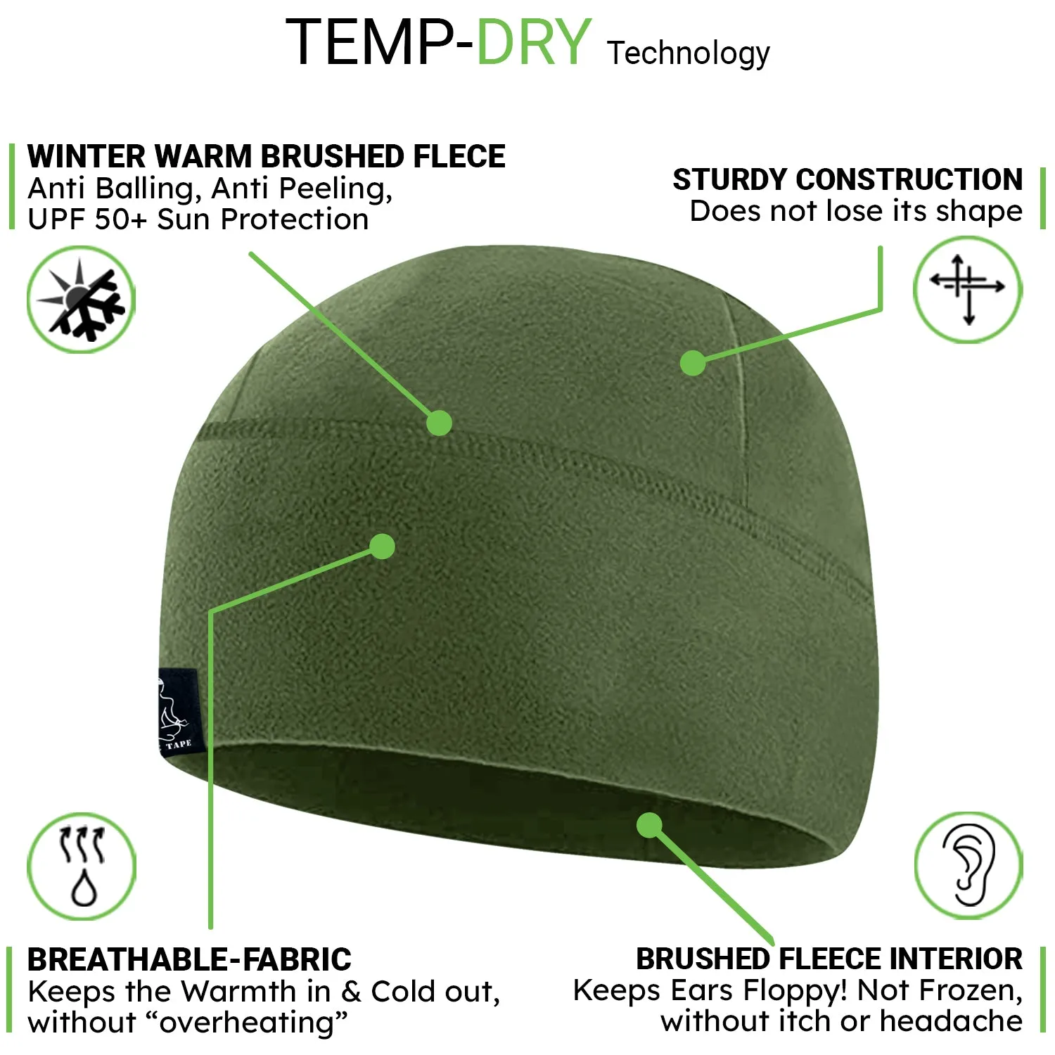 Premium Brushed Fleece Watch Cap Warm Beanie