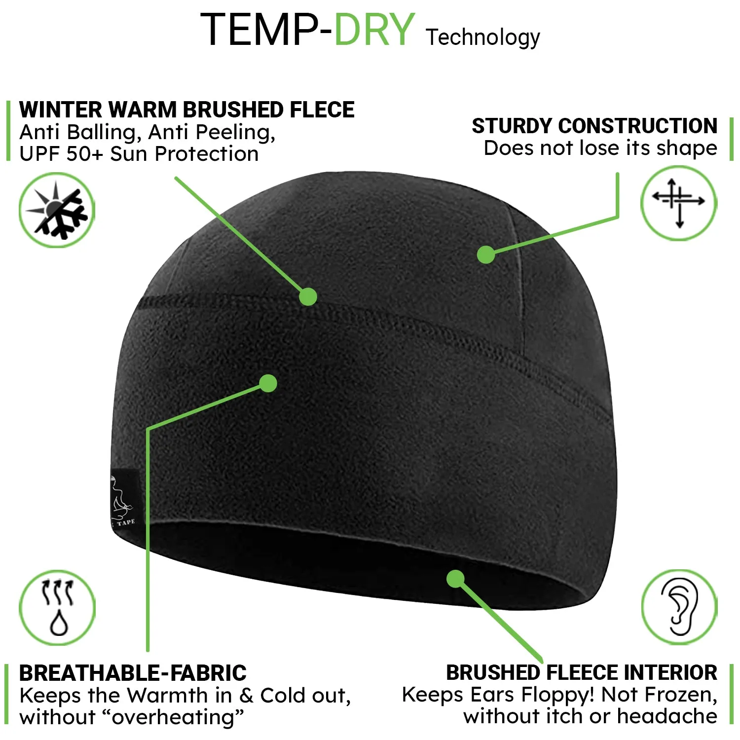 Premium Brushed Fleece Watch Cap Warm Beanie