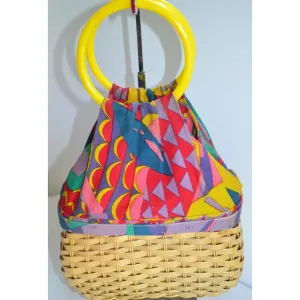 Psychedelic Woven Basket Purse