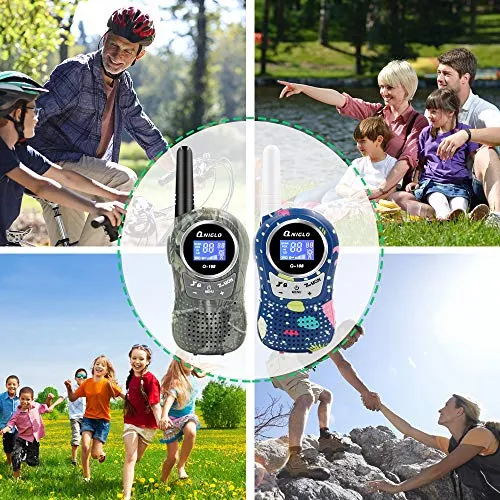 Qniglo Walkie Talkies for Kids Rechargeable with 𝗟𝗶-𝗶𝗼𝗻 𝗕𝗮𝘁𝘁𝗲𝗿𝘆, Long Range Kids Walkie Talkies 3 Pack, Toys Walkie Talkie for Girls, Boys, Birthday Halloween Xmas Gifts, Outdoor Camping
