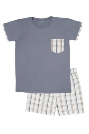 "Raphael" Dusky Blue Stripe T-Shirt & Shorts