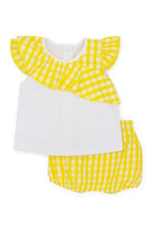 "Raya" Lemon Gingham Blouse & Bloomers