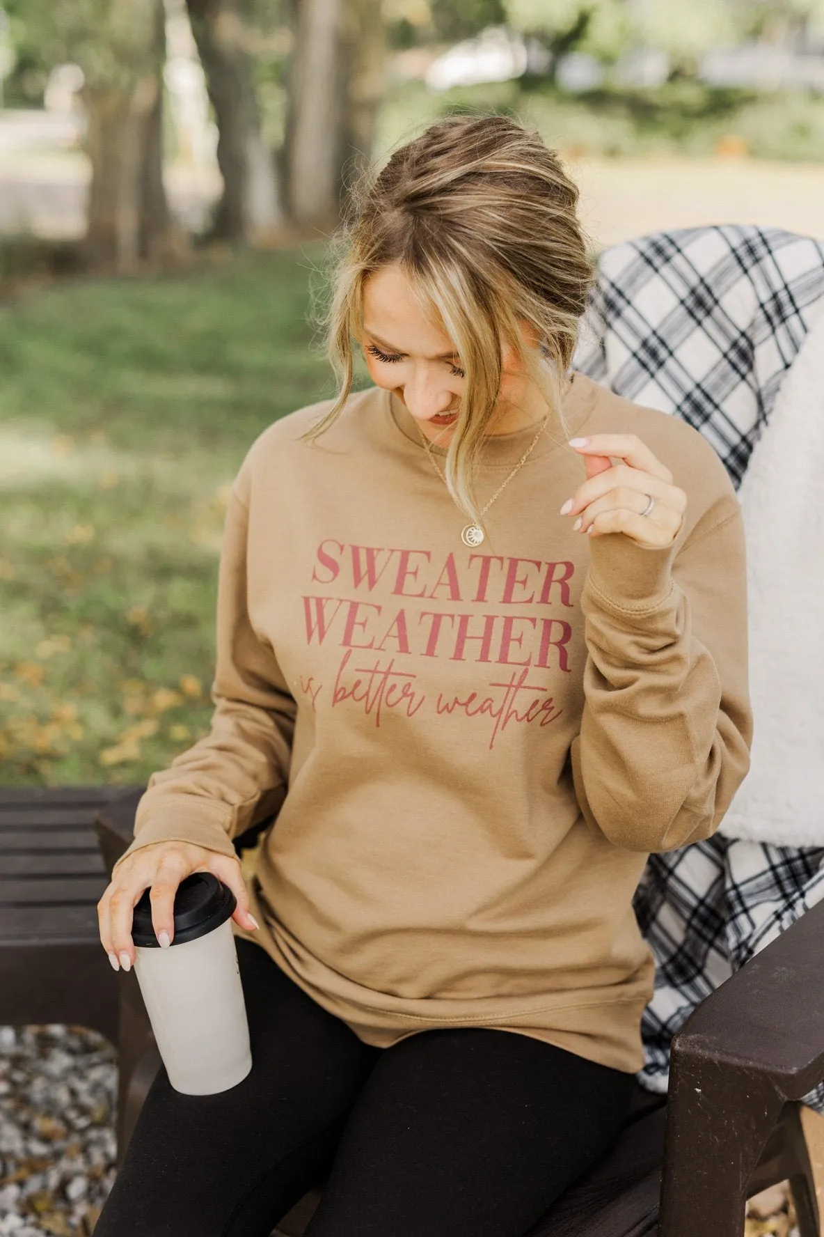 "Sweater Weather" Crewneck Pullover- Khaki