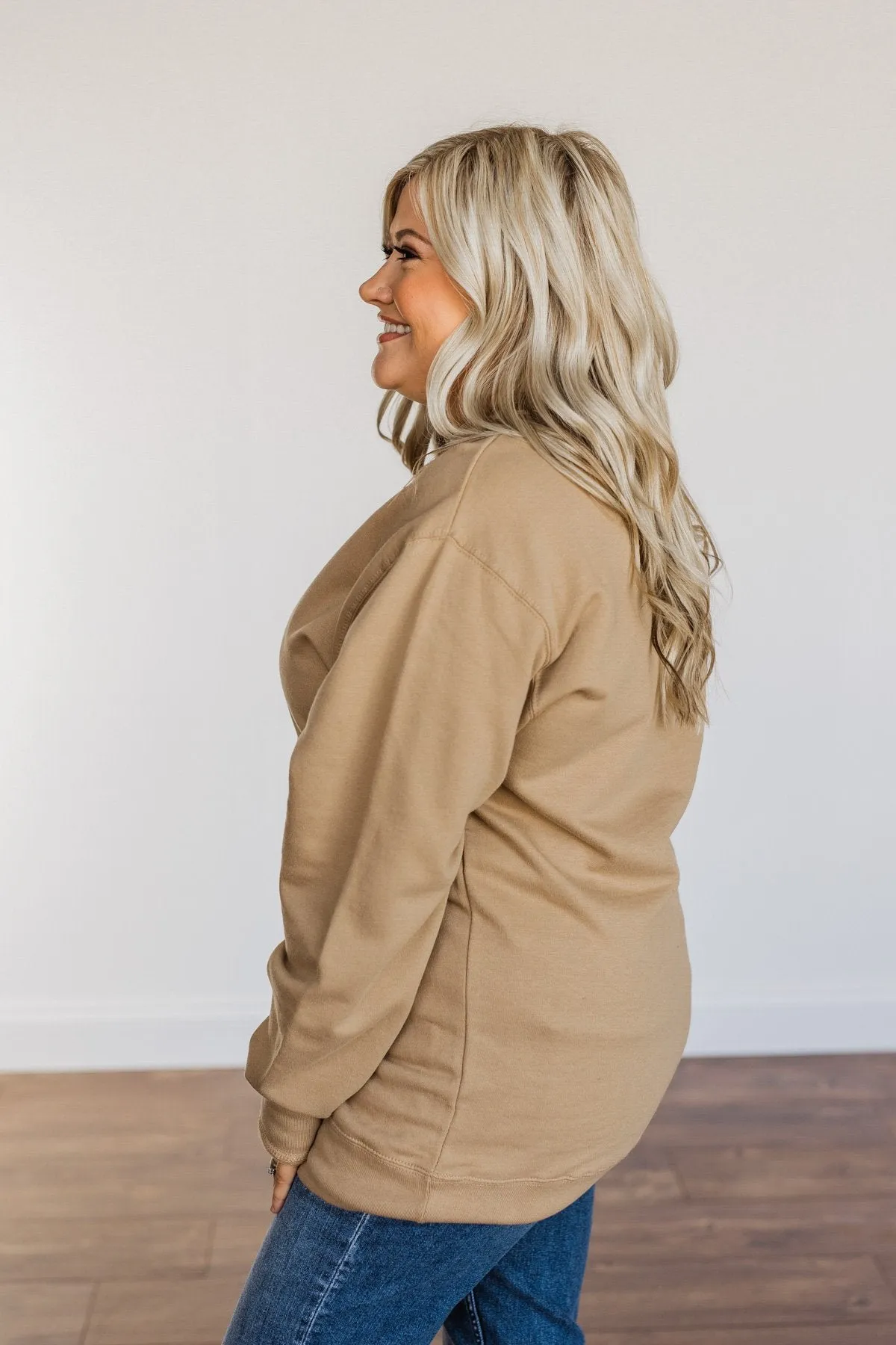 "Sweater Weather" Crewneck Pullover- Khaki