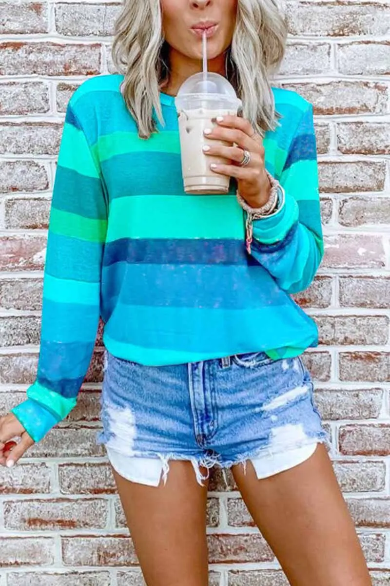 Rainbow Striped Multicolor Thin Tops