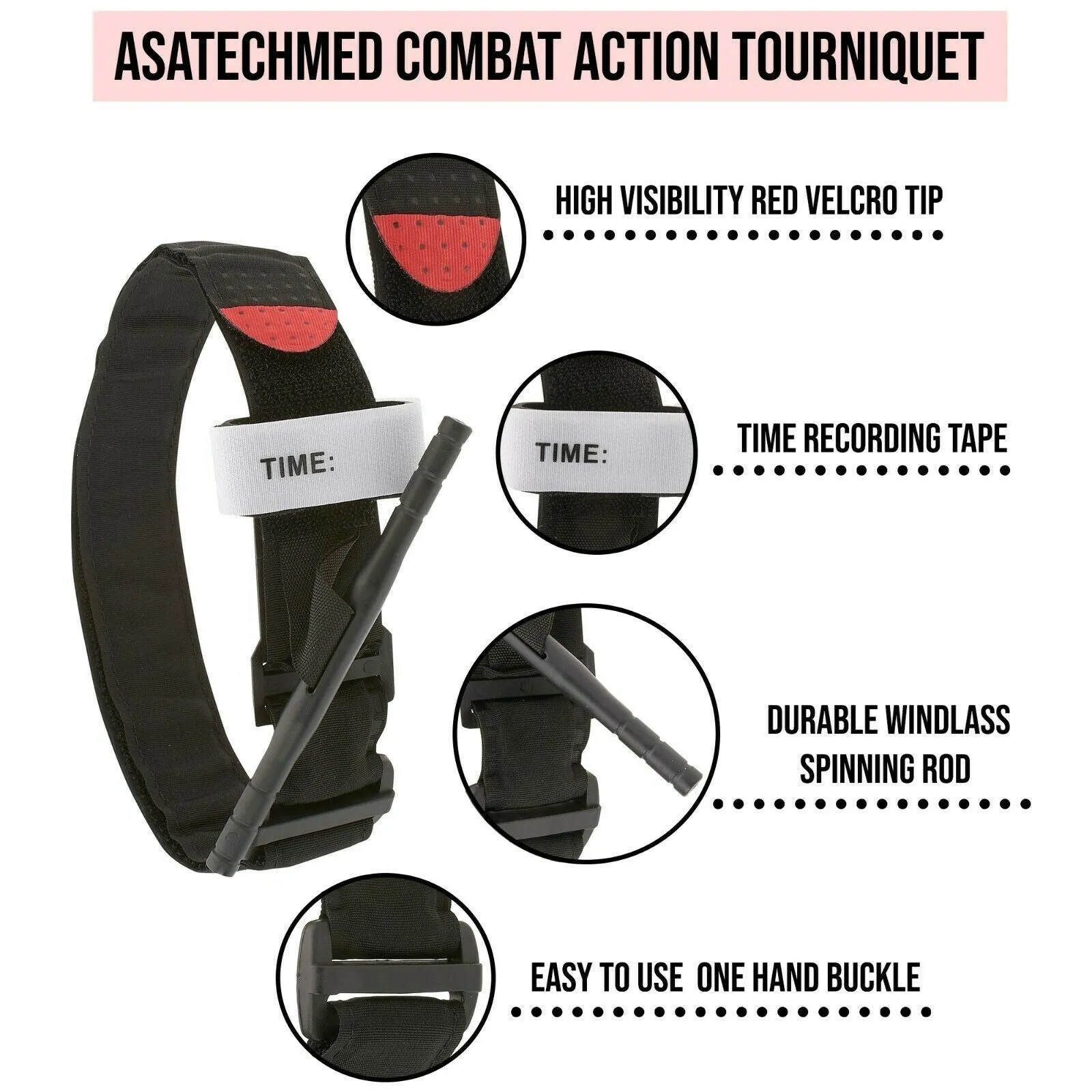Rapid One Hand Combat Tourniquet with Windlass Clip
