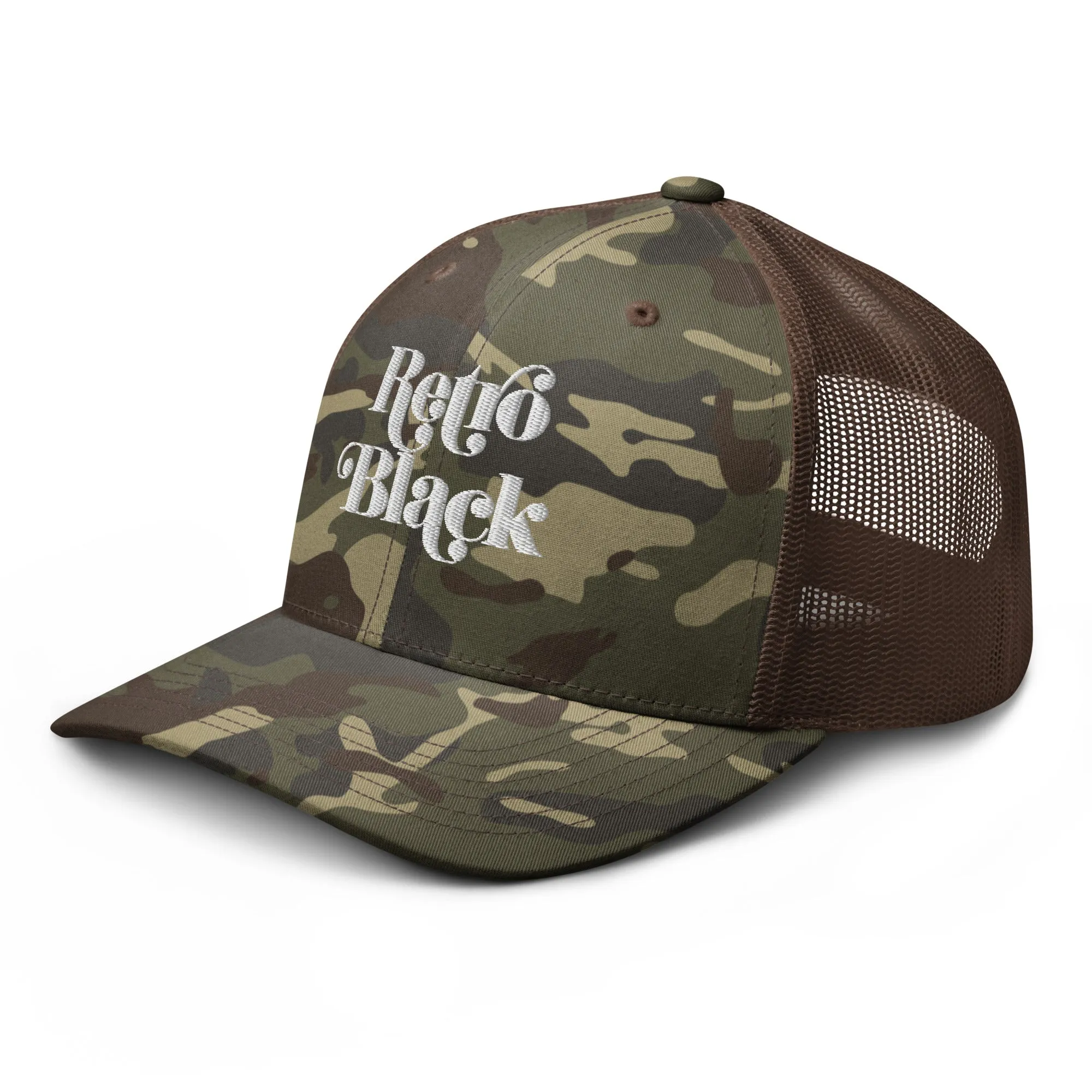 Retro Black Camouflage trucker hat