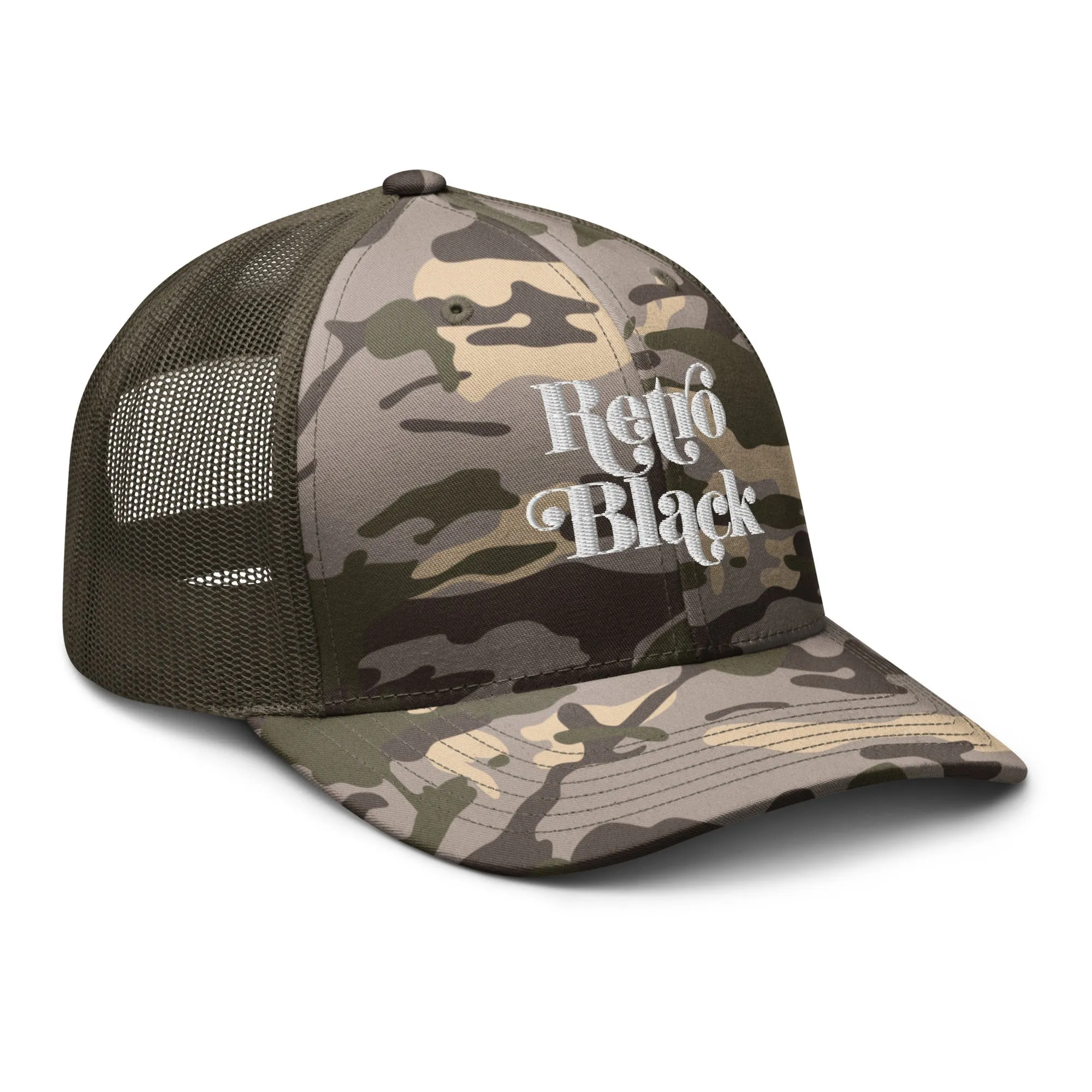 Retro Black Camouflage trucker hat