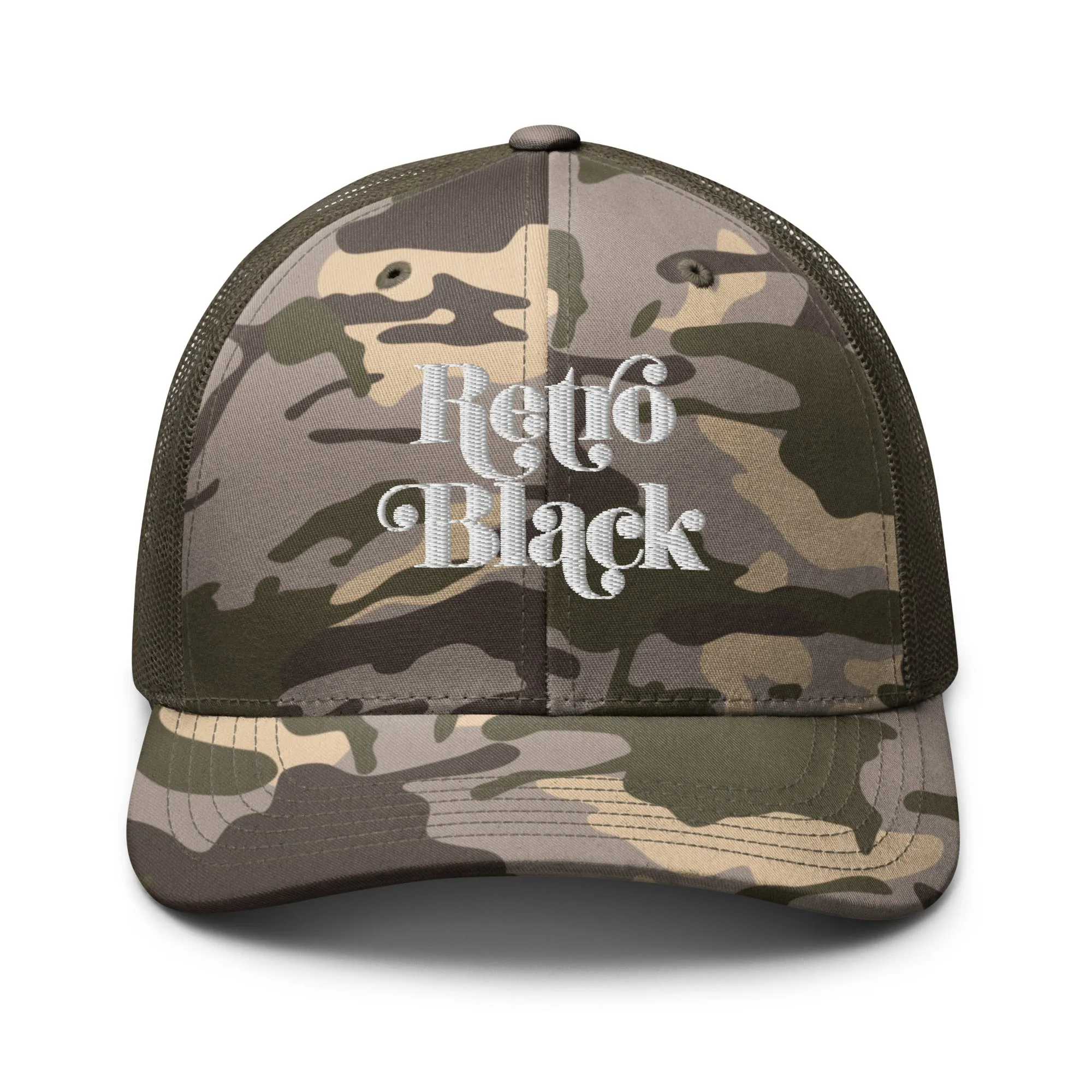 Retro Black Camouflage trucker hat