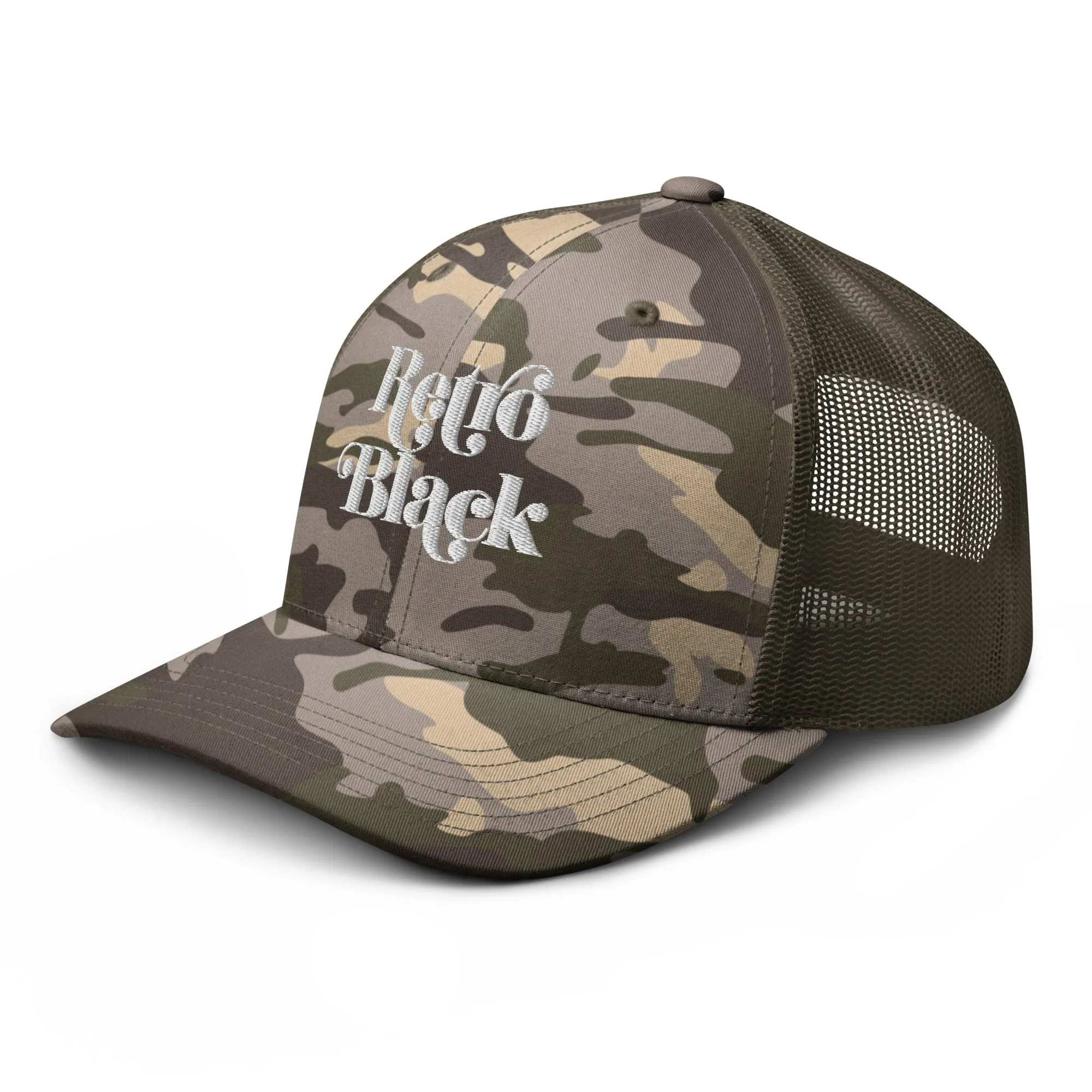 Retro Black Camouflage trucker hat