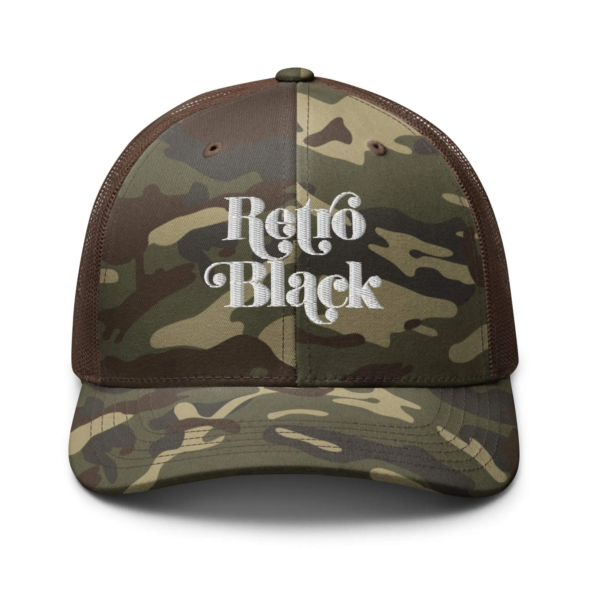 Retro Black Camouflage trucker hat