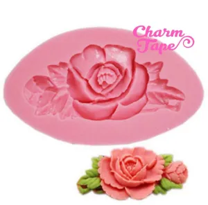 Rose charm Silicon mold flexible, for polymer clay, resin jewelry or cake making C114