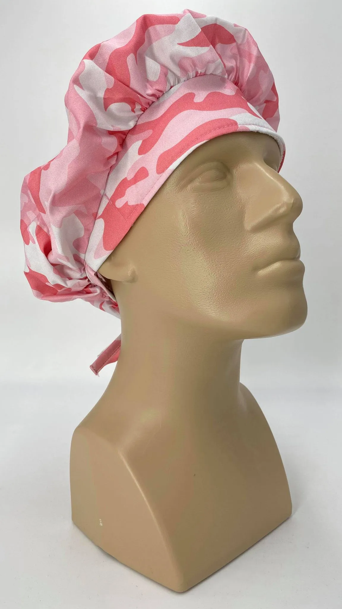 Scrub Hat Medical Hair Bonnet Surgeon Head Cover Surgical Cap Nurse Bouffant Nursing Ponytail Holder Operating Room, Pink Camouflage Camo