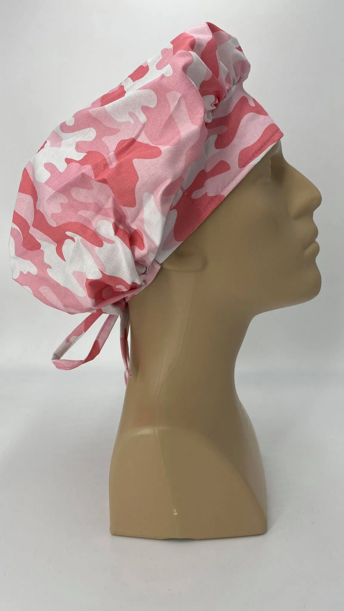 Scrub Hat Medical Hair Bonnet Surgeon Head Cover Surgical Cap Nurse Bouffant Nursing Ponytail Holder Operating Room, Pink Camouflage Camo