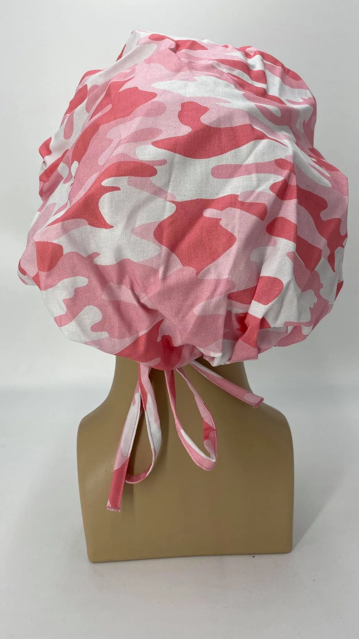 Scrub Hat Medical Hair Bonnet Surgeon Head Cover Surgical Cap Nurse Bouffant Nursing Ponytail Holder Operating Room, Pink Camouflage Camo