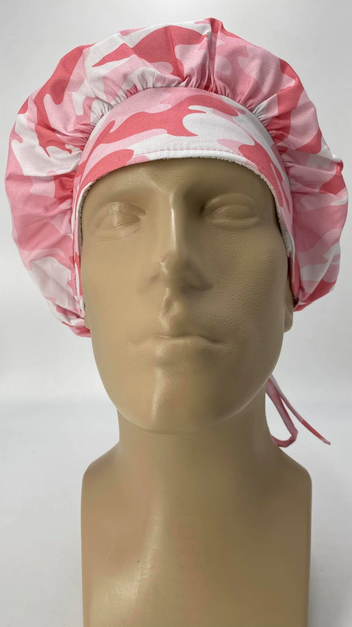 Scrub Hat Medical Hair Bonnet Surgeon Head Cover Surgical Cap Nurse Bouffant Nursing Ponytail Holder Operating Room, Pink Camouflage Camo