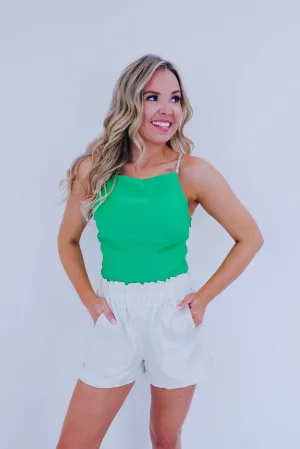 Sheena Shimmering Strap Crop Top - Green