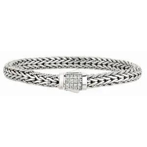 Silver Half Round 7mm Woven Chain Sapphire Bracelet